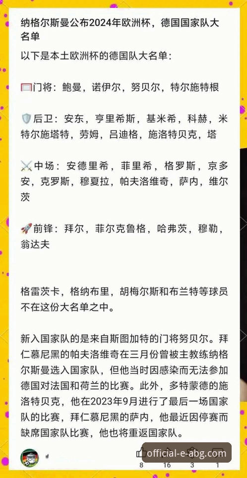 德国队世界杯制胜局观赛实用指南——从欧博ABG看纳格尔斯曼的换人艺术